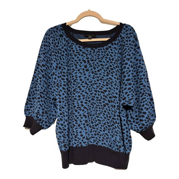 Ann Taylor Blue Leopard Print Sweater - Picture 2 of 6